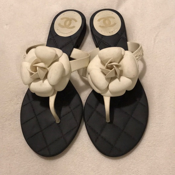 CHANEL Shoes - Chanel quilted camellia flower thong sandal